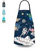 DEABOLAR Kids Apron for Boys, Unisex Apron With Adjustable Neck strap, Kitchen Bib Apron for Cooking Painting Baking