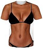 RAISEVERN Womens T-Shirt Fake Chest Bra Funny Muscle Short Sleeve 3D Graphic Design Family Shirts Casual Men Cool Festival Crazy T Shirt Top Tees