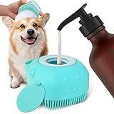 Dog Cat Bath Brush Pet Bath Brush Soft Shampoo Dispenser Pet Grooming Bath Massage Dispenser Soft Silicone Brush Dog Cat Grooming Cleaning Soft Scrubber Soft Silicone Pet Grooming Brush(Blue)