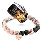 Beaded Bracelets for Women Lava Rock Essential Oil diffuser bracelet Healing Crystal Stone Bead Bracelet Birthday Gift for Mom Stress Relief Calming Energy Aromatherapy Gifts Yoga Selfcare Bracelet