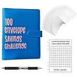 DnA Supply 100 Envelopes Money Saving Challenge Binder, Money Saving Binder | Envelope Savings Challenge Binder for Budgeting | Includes Leather Binder, 100 Envelopes, Pen, & Challenge Card