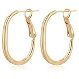 ToHeart 14k Gold Hoop Earrings for Womens Rectangle Hoop Earrings Gold Plated Small Hoops