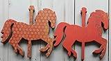 19 Carousel HORSES dark orange chipboard die cuts 4" x 3 3/8"
