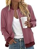 CRAZY GRID Women's Athletic Full Zip Lightweight Workout Jacket Outdoor Slim Fit Pink Jacket Women's Yoga Jackets with Pockets RustRed Small