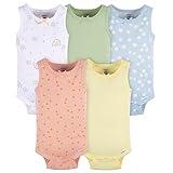 Gerber Baby Girls Multi-Pack Sleeveless Onesies Bodysuit Orange Flower 3-6 Months
