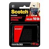 Scotch Extreme Interlocking Fasteners, 4 Strips, 1" x 3", Delivers Powerful Bond on Contact, Weather, Dirt & UV Resistant, 1 Set Holds 2 lbs., Designed With Reclosable Dual-Lock Technology (RF6731)