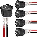 Twidec/5Pcs 12V Round Rocker Switch AC 6A/250V 10A/125V SPST 2 Pin 2 Position On/Off Toggle Switch for Car Boat Automotive RV Black with Wires KCD1-5-101-ON-OFF-CX