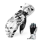 HOIHOO Ski Gloves, Waterproof Snow Gloves -30℉ Winter Gloves for Cold Weather Touchscreen Snowboard Gloves Warm for Men Women (White, Large)