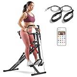 Sunny Health & Fitness Row-N-Ride PRO Smart Squat Rowing Machine for Home, 300 LB Weight Capacity Rower with 12 Level Hydraulic Resistance, Easy Setup Full Body Exercise Equipment - SF-A020052SMART