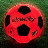 GlowCity Glow in The Dark Soccer Ball | Light Up Indoor/Outdoor Soccer Ball with 2 LED Lights | Pre-Installed Batteries | Fun Gift for Teens