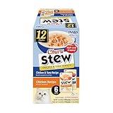 INABA Churu Stew for Cats, Side Dish Pouch with Vitamin E, 1.4 Ounces per Pouch, 12 Pouches, Chicken & Tuna Variety