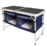 CampLand Outdoor Folding CampingTable with Aluminum Lightweight Height Adjustable with Storage Organizer Picnic Table for BBQ, Party, Camping (Black)