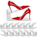 12 Pack Clear Shoe Slots Organizer - Adjustable Height 3.7''to 7.7'' Shoe stackers for a pair of shoes ,Shoe rack storage shoe space saver 50%,Easy to assemble shoe hold shoe organizer for cloest
