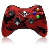 BUERTT Wireless Controller for Xbox 360, 2.4GHZ Game Joystick Controller Gamepad for Xbox 360 & Slim Console and PC Windows 7/8/10,No Audio Jack,Camo Red