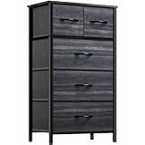 YITAHOME Fabric Dresser with 5 Drawers - Storage Tower with Large Capacity, Organizer Unit for Bedroom, Living Room & Closets - Sturdy Steel Frame, Wooden Top & Easy Pull Fabric Bins