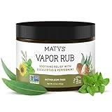 Matys Vapor Rub for Adults & Kids 2 Years Old +, Non-GMO Herbal Chest Rub to Clear Stuffy Noses, Relieve Cough & Congestion, Petroleum Free, Gluten Free with Eucalyptus & Peppermint, New 4.5 oz tub