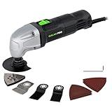 GALAX PRO 22000 OPM 1.5A Oscillating Multi Tool, 3 Degree Oscillating Angle with 3 Pieces Saw Blades, 1 Piece Semi Circle Blade Sanding Plate, 6 Pieces Sanding Papers for Grinding