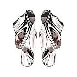 Statement Geometric Texture Hammered Earrings for Women Unisex,Large Fashion Irregular Minimalism Metal Simple Modern Earrings,Rectangle Large Lightweight Leaf Earrings Trendy Jewley