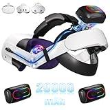 Saqico 20000mAh Dual Magnetic Battery Head Strap Compatible with Meta Oculus Quest 2/3/3S, Cool RGB Battery Pack & Easy to Replace Extend VR Playtime-Premium Comfort & Adjustable, Reduce Facial Stress