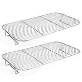 2Pcs Stainless Steel Stackable Baking Rack for Oven Cooking, 16.5”x 10” BBQ Roasting Rack or Baking/Cooling Rack, for Oven and Outdoor Barbecue, Oven & Dishwasher Safe