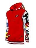 SCREENSHOT-H11062 Mens Urban Hip Hop Premium Fleece Hoodie - Pullover Streetwear Pop Art Patch & Print Fashion Hooded Sweatshirt-Red-Medium