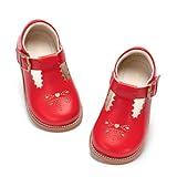 PHIRAMIN Toddler Girl Mary Jane Red Dress Shoes Size-10 Girl School Uniform Shoes for Wedding Party