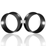 316L Stainless Steel Ear Plugs Tunnels Gauges for Women Body Piercing Jewelry, Stretched Earlobe Expanders with Flared Screw Fit Design,Gauge Stretching Earlets(Black,8mm(0G))
