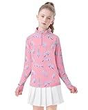 Girls Long Sleeve Polo Uniform Shirts Half Zip Golf Top Horse Riding Camping Shirt Kids Pink Cheetah 8-10 Years