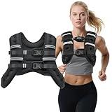 Weighted Vest, 8lb/12lb/16lb/20lb Weight Vest with Reflective Stripes for Men Women, Two Adjustment Straps for Workout, Strength Training, Running, Fitness, Muscle Building, Weight Loss (12lb)