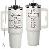 Christian Christmas Gifts - Christian Tumbler 40oz Religious Faith Cup With Handle - Christian Gifts for Women, Catholic Tumblers for Mom, Sister, Daughter, Friends - Inspirational Spiritual Biblical