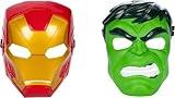 Marvel Avengers Hero Mask Multipack, Iron Man & Hulk Mask 2-Pack, Super Hero Roleplay Toys for Kids Ages 5 and Up