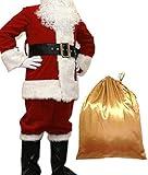 WHOBUY Men's Deluxe Santa Suit 11pc. Christmas Adult Professional Santa Claus Outfit Xmas XL