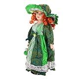 BCOATH Ceramic Doll Dollhouse Vintage Doll Ornament Antique Collectible Doll Victorian Doll Display Victorian Doll Figurine Retro Collectible Doll Antique Doll Decoration Lace Green