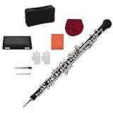 summina Oboe Instrument Professional Oboe C Key Semi-automatic Style Nickel-plated Keys Woodwind Instrument with Oboe Reed Gloves Leather Case Carry Bag Cleaning Cloth