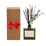 Craft & Kin Reed Diffuser Set with Dried Flowers, 5 oz Santal Woods Scented Reed Diffuser with Sticks, Scented Sticks Diffuser, Elegant Home Decor & Office Décor for Men & Women