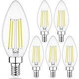 Cotanic Dimmable E12 Candelabra LED Bulbs 5000K Daylight 60W Equivalent, Ceiling Fan Light Bulbs,Type B Candle Bulbs,C35 Filament LED Chandelier Bulbs Clear Glass,600LM,6 Pack