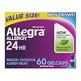 Allegra Adult 24-Hour Allergy Relief Gelcaps, Non-Drowsy Indoor and Outdoor Allergy Medicine, 180 mg Fexofenadine HCI Antihistamine Pill, 60-Count