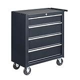 Winado 4-Drawer Tool Chest with Wheels & Lock & Key, Heavy Duty Cart Rolling Tool Box on Wheels, Metal Storage Cabinet, Rolling Tool Cart with Drawers for Garage, Warehouse & Repair Shop