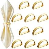 Stainless Steel Napkin Rings Metal Napkin Ring Holders Modern Ring Holder Serviette Buckles Metallic Adornment for Table Settings Kitchen Dinner Party Wedding (Matte Gold Semicircle,10 Pcs)