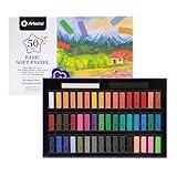 Artecho 50pcs Soft Pastels, 48 Colors Including 4 Fluorescent Colors, Extra Free Black & White, Square Chalk for Drawing, Blending, Layering, Shading, Pastels Art Supplies