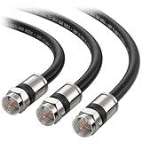 Cable Matters 3-Pack RG6 Coaxial Cable - 3ft, [CL2 Rated for in-Wall Use](CM) Quad Shield Coaxial Cable, Short Coax Cord for TV, Digital Router, Satellite Receiver and More, Black