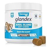 Vetnique Glandex Anal Gland Soft Chew Treats with Pumpkin for Dogs Digestive Enzymes, Probiotics Fiber Supplement for Dogs Boot The Scoot (Peanut Butter Chews, 60 Count)