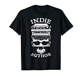 Indie Author Halloween Writer Novelist Typewriter Skull T-Shirt