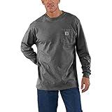 Carhartt Men's Loose Fit Heavyweight Long-Sleeve Pocket T-Shirt, Carbon Heather, REG-L