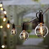 Brightown Outdoor String Lights - Connectable Dimmable LED Patio String Lights with G40 Globe Plastic Bulbs, All Weatherproof Hanging Lights for Outside Backyard Porch (50 ft - 25 LED Bulbs)