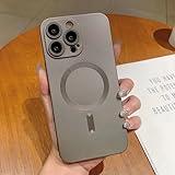 Omio Magnetic Silicone Case for iPhone 16 Pro Max Compatible with MagSafe, Matte Soft TPU Silicone All-Inclusive Camera Lens Film Shockproof Cover for iPhone 16 Pro Max Women Men, Gray