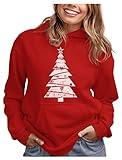 Tstars Big White Xmas Tree Ugly Christmas Hoodie for Women Teen Girls Holiday Pullover Hoodies XX-Large Red