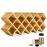 Bamboo Criss Cross Spice Rack Organizer for Cabinet, Wood Seasoning Rack Spice Organizer Holder, 18-Jar Spice Rack Tower Spice Storage Organizer for Kitchen Countertop Drawer-Jars Not Include