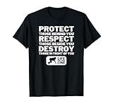 Football Lineman Design - Protect, Respect, Destroy Motto T-Shirt