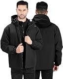 Vantacent89 Ski Jackets for Men 3 in 1 Winter Jacket Waterproof Snow Coat with Removable Hood for Outdoor Hunting Skiing